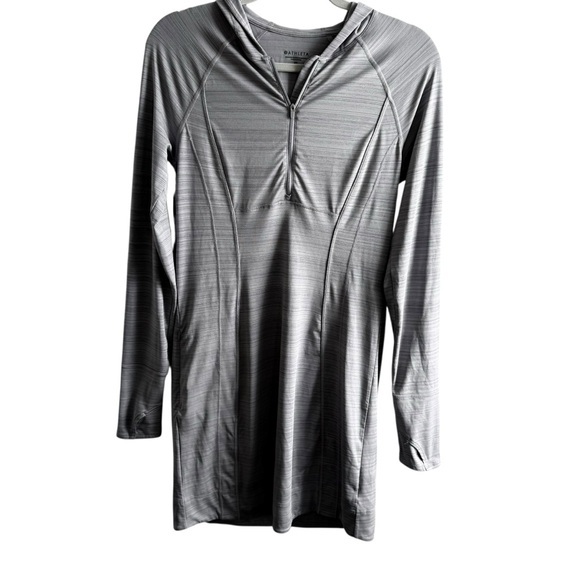Athleta Heather Gray Zip-Up Hoodie Mini Dress Small Tall Athleta Heather Gray Zip-Up Hoodie Mini Dress Small Tall